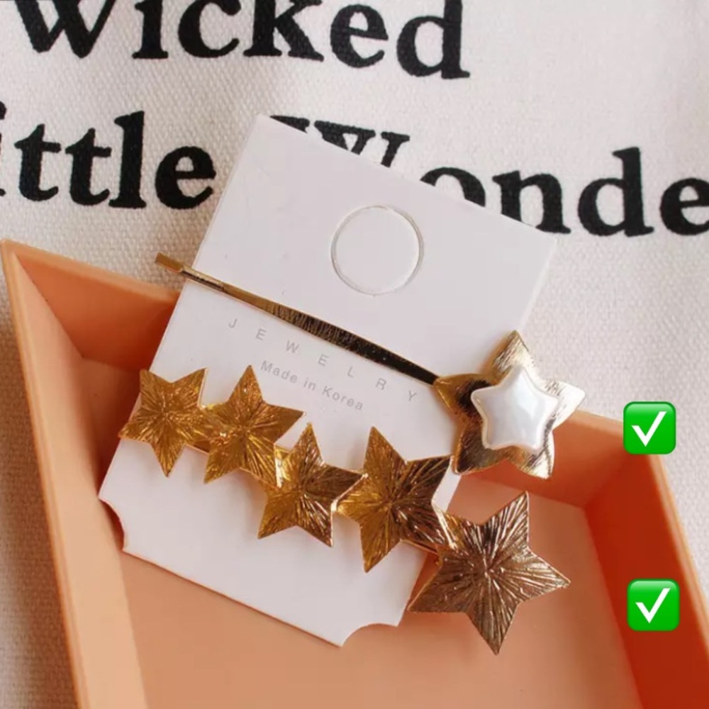 2pcs Star Hairpins Pearl Gold Stars Hair Pin Clip - Picture 5 of 8